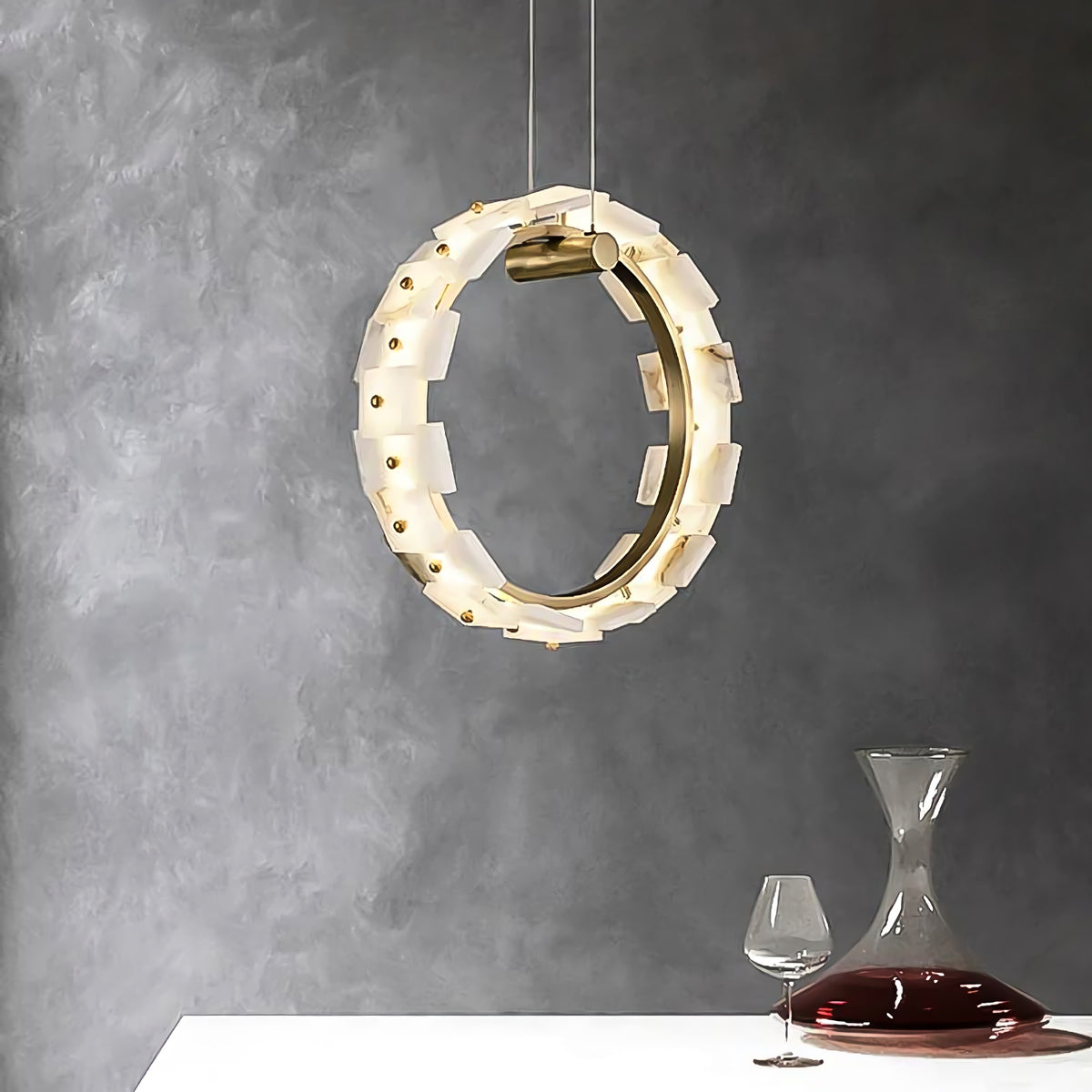 Vertical Ring Alabaster Pendant Lamp