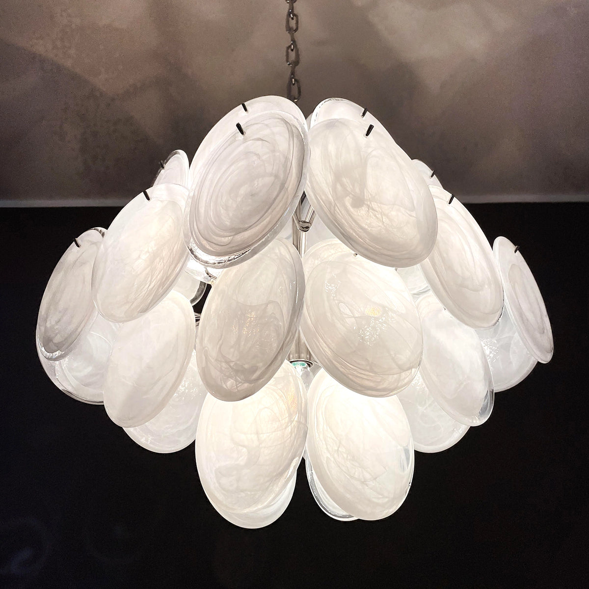 White Murano Disc Chandelier