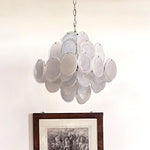 White Murano Disc Chandelier
