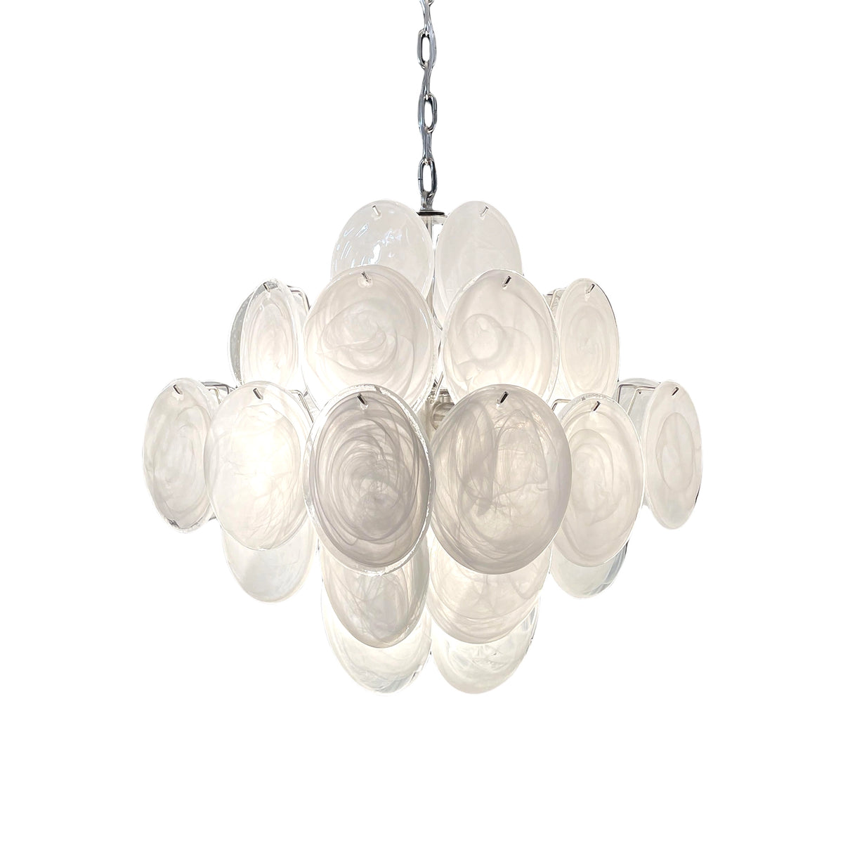 White Murano Disc Chandelier