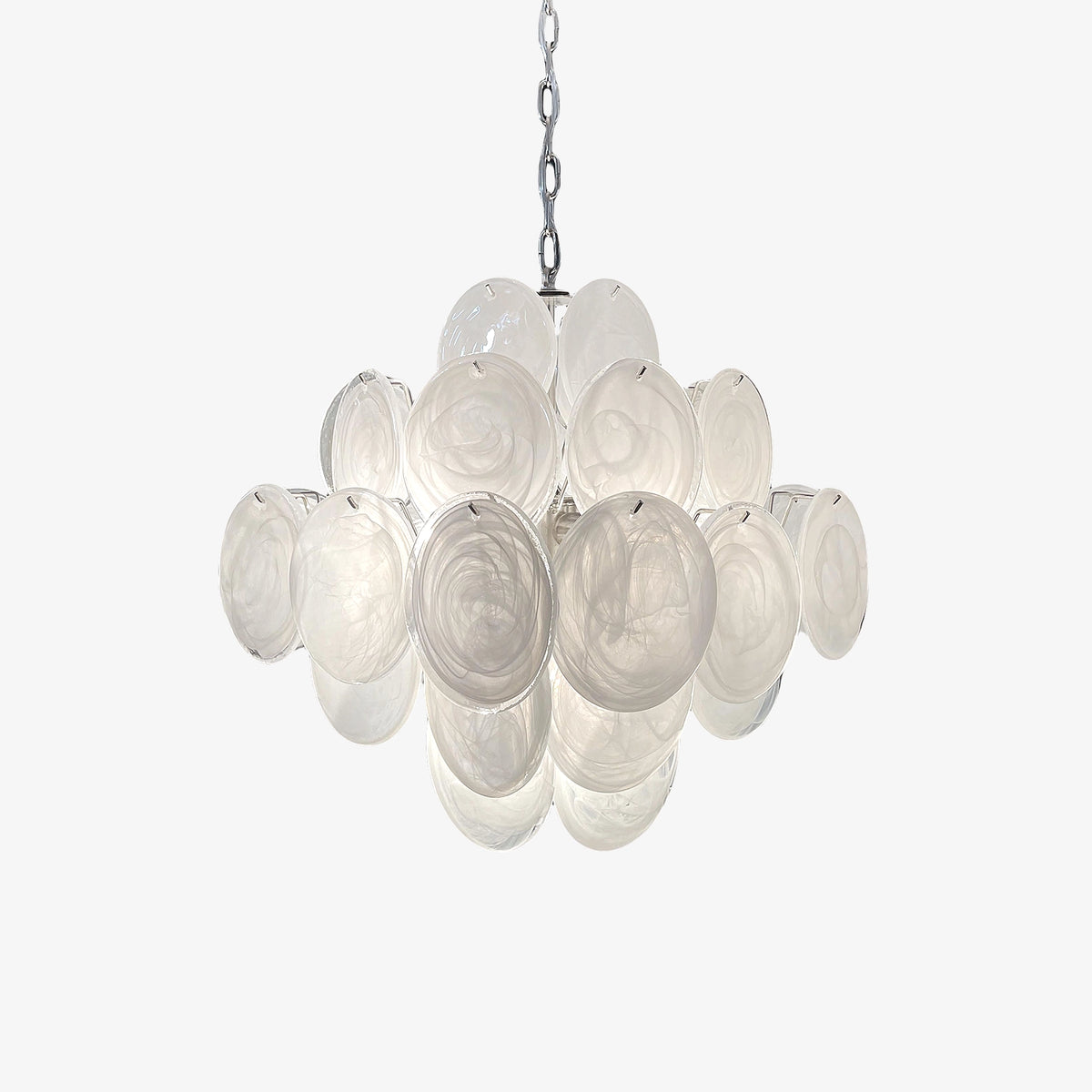 White Murano Disc Chandelier