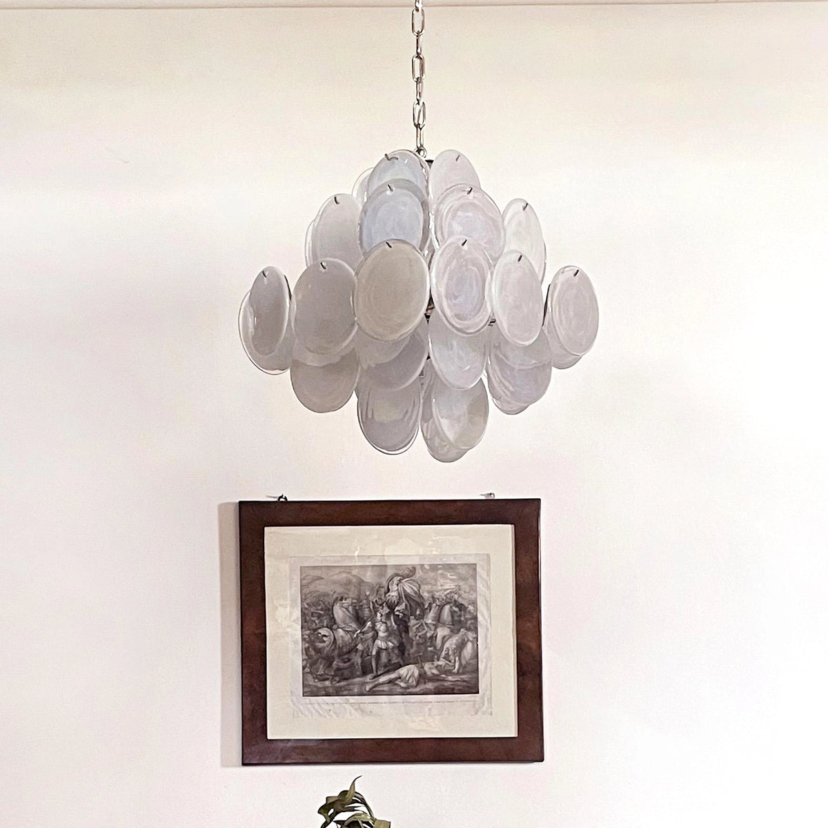 White Murano Disc Chandelier