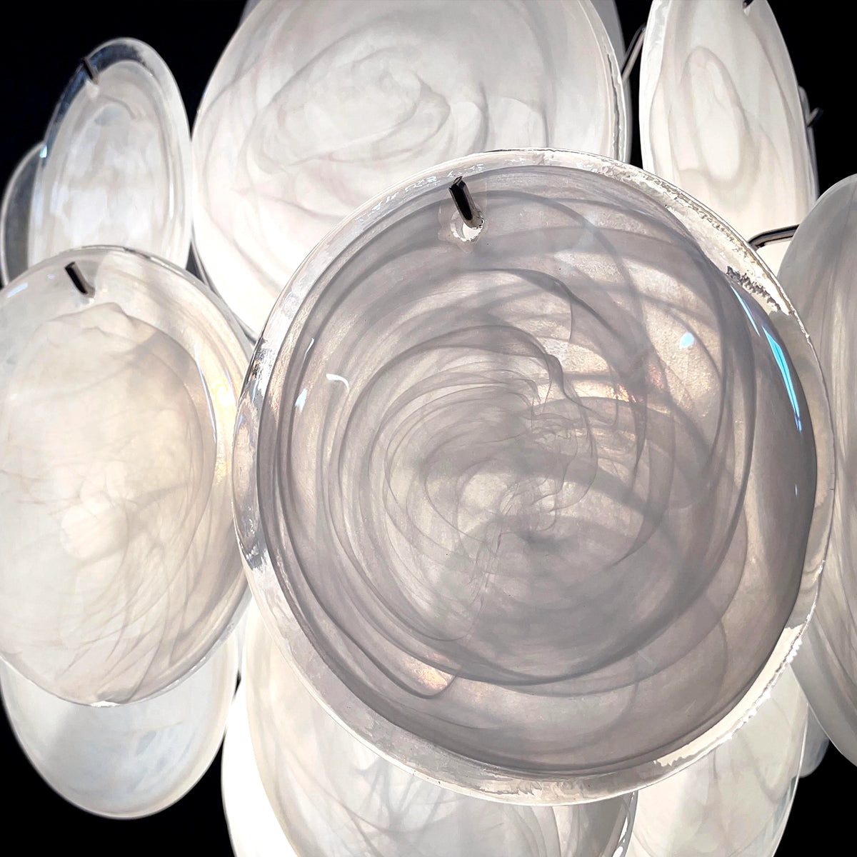 White Murano Disc Chandelier