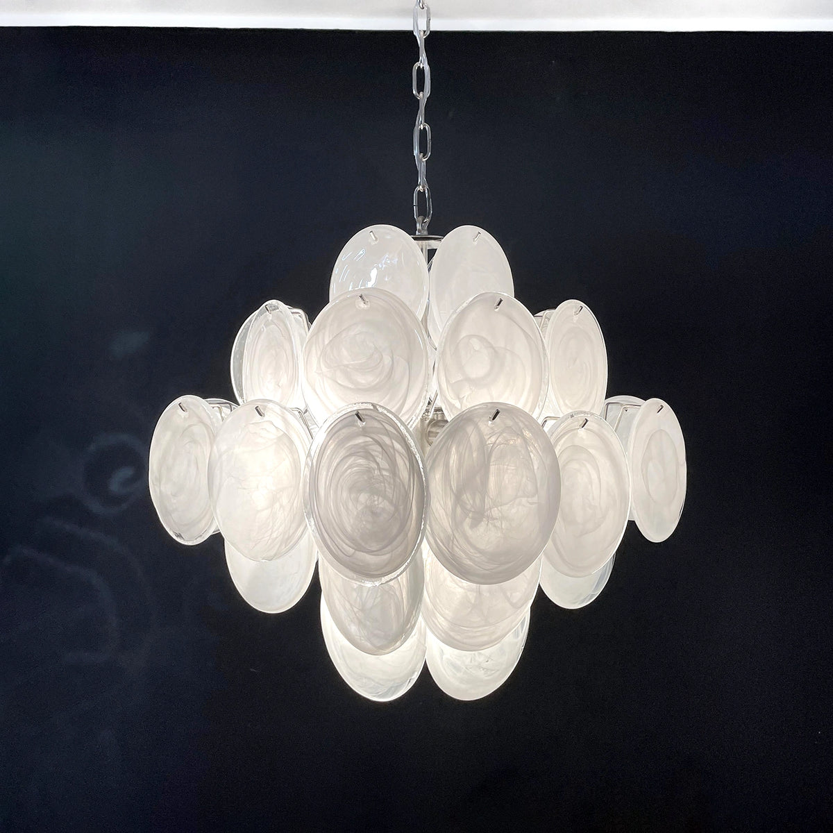 White Murano Disc Chandelier