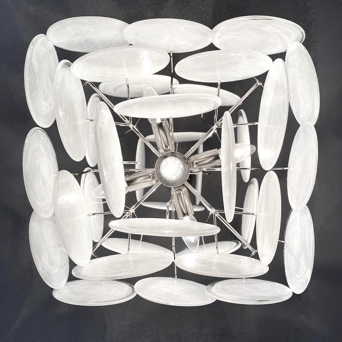 White Murano Disc Chandelier