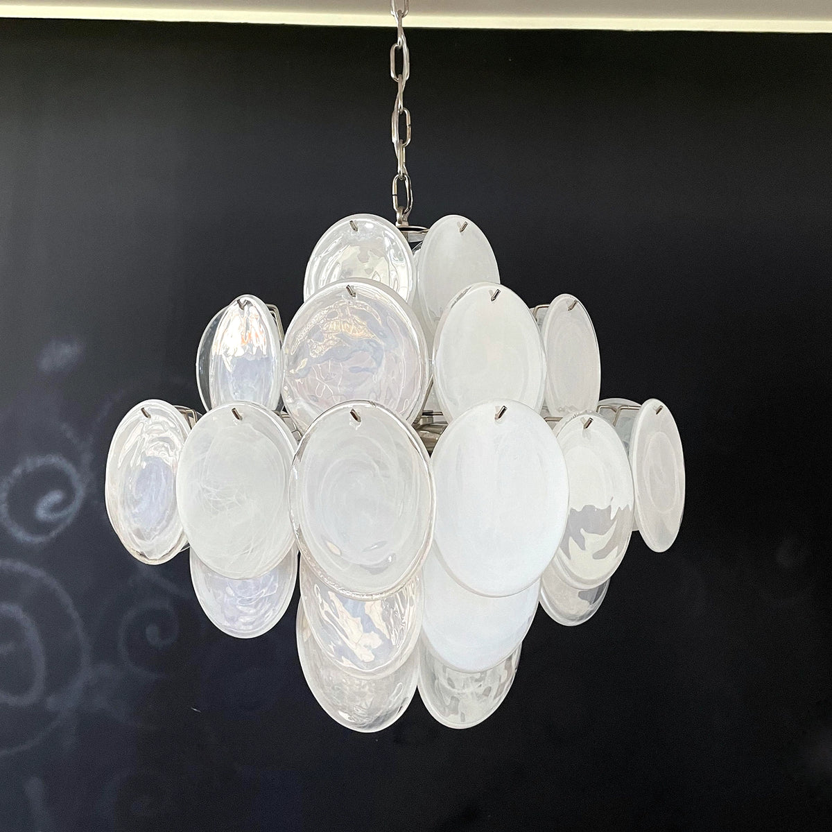 White Murano Disc Chandelier