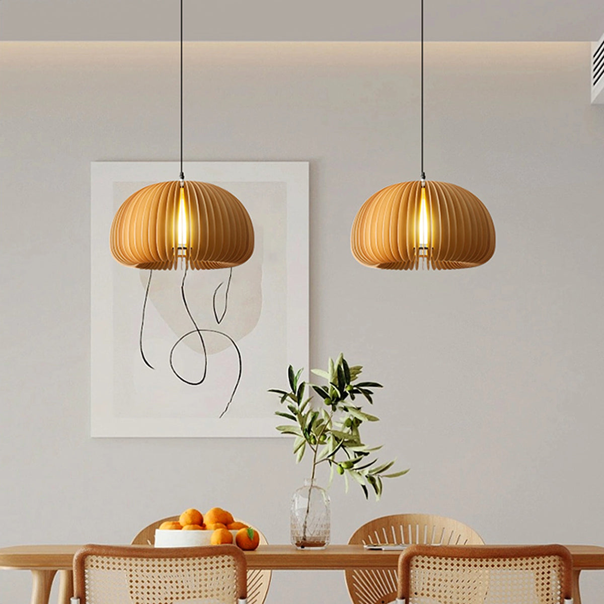 Wooden Pumpkin Pendant Lamp