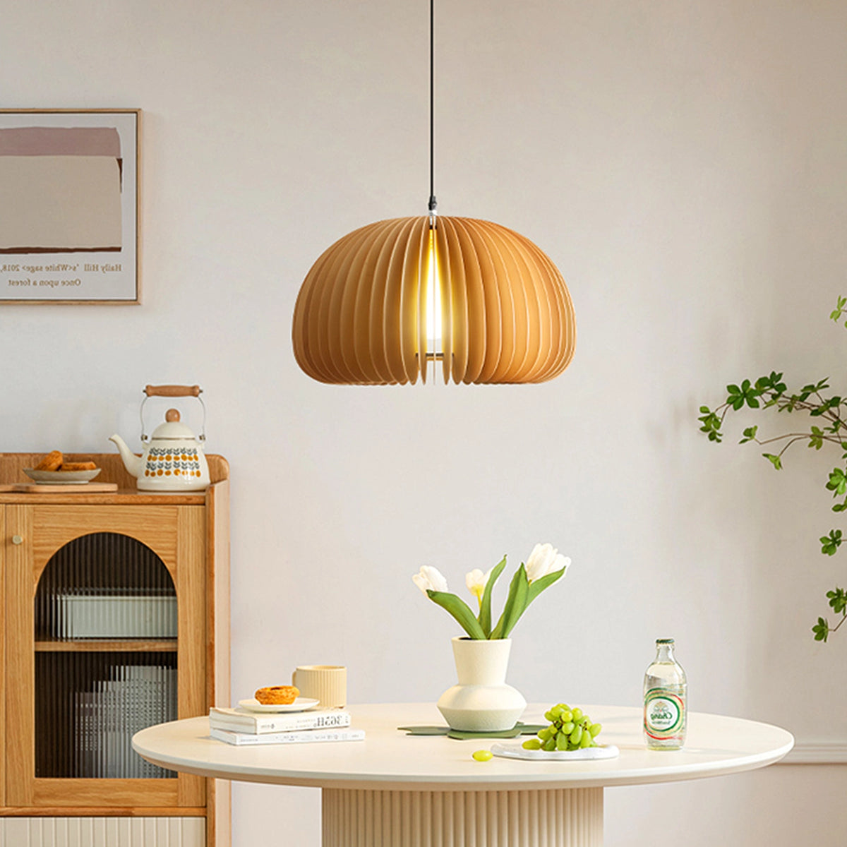 Wooden Pumpkin Pendant Lamp