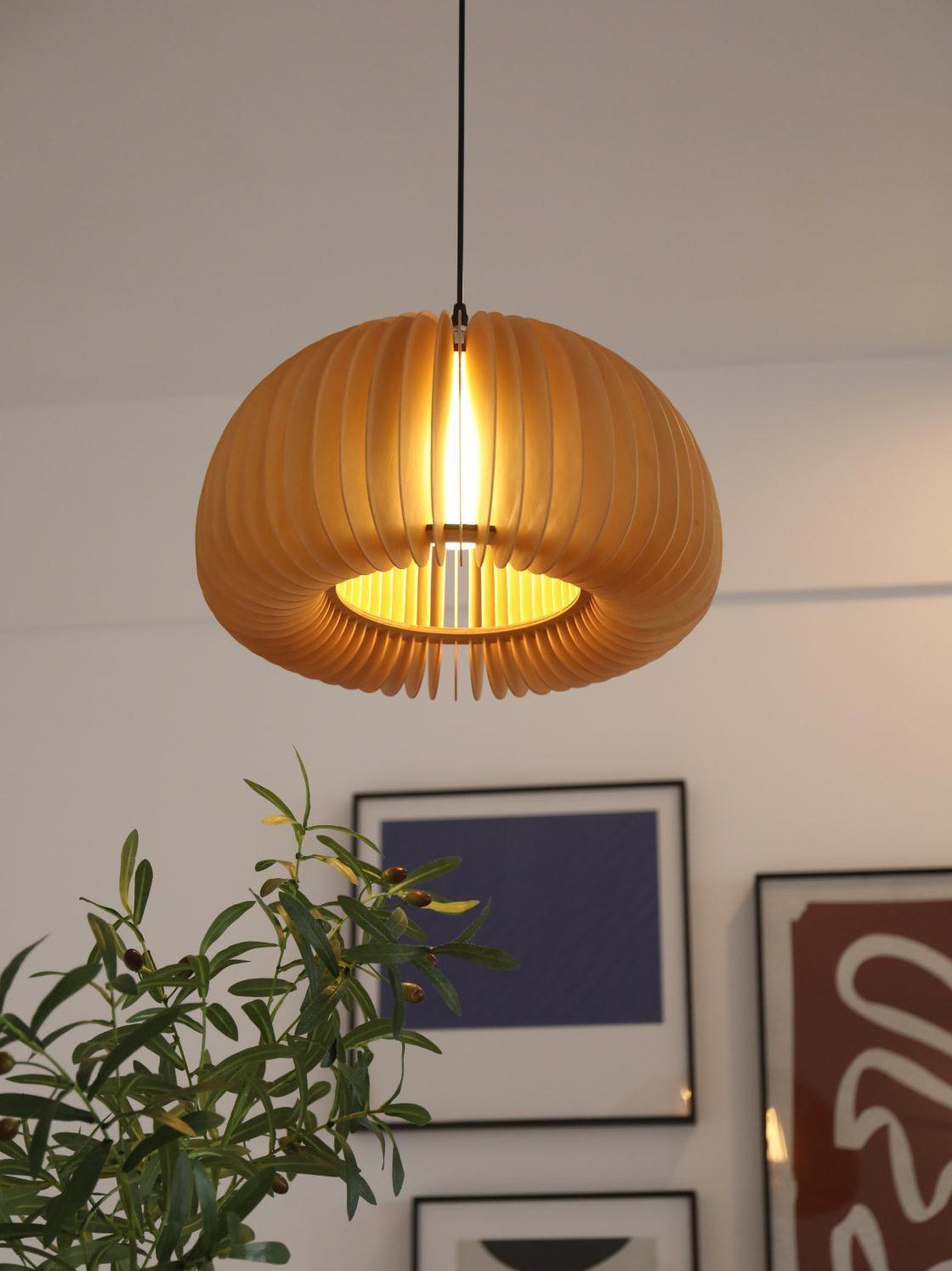Wooden Pumpkin Pendant Lamp