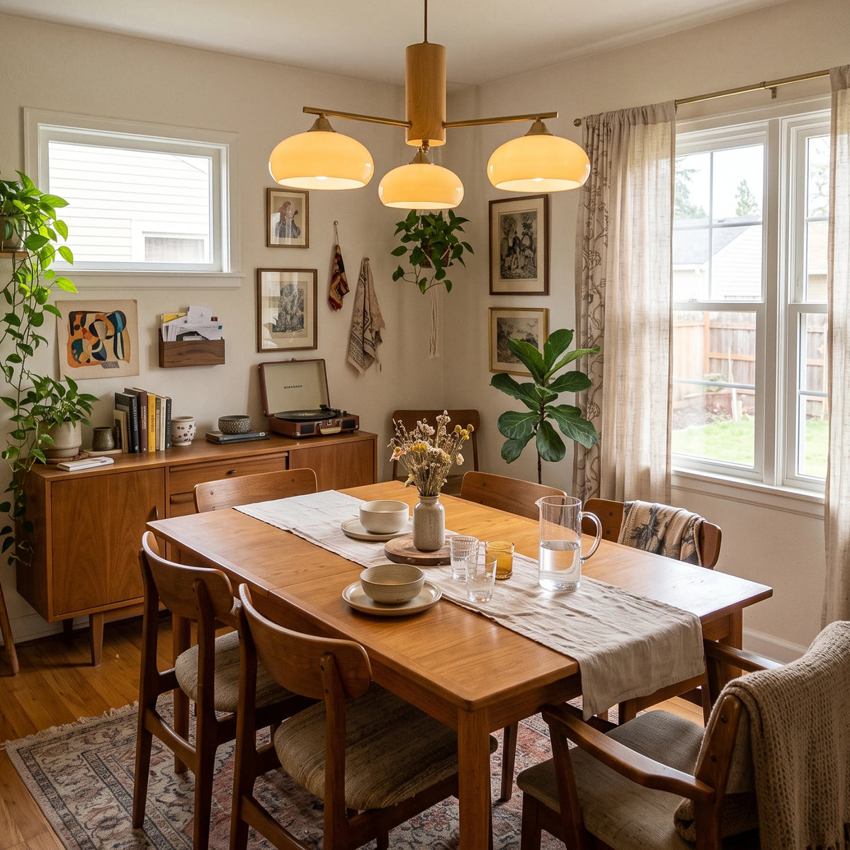Wrenley Cream Glass Mid-Century Chandelier