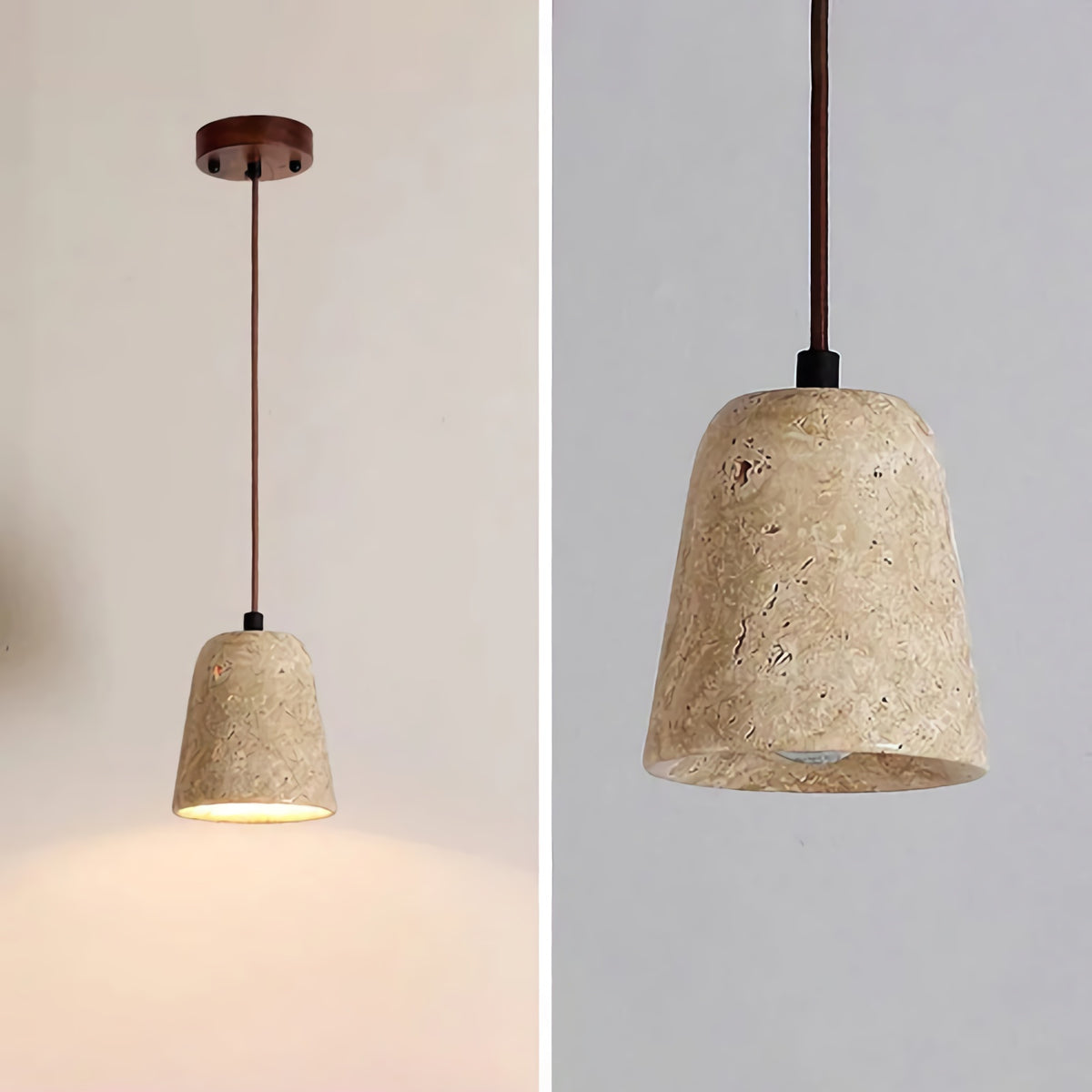 Yellow Travertine Cone Pendant Lamp
