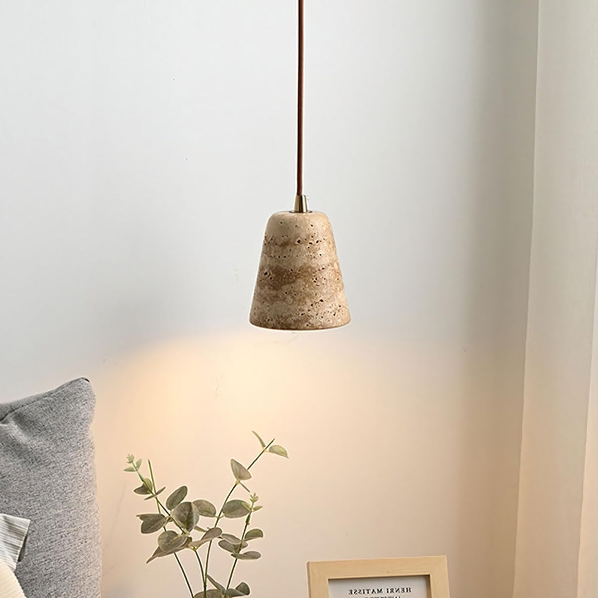 Yellow Travertine Cone Pendant Lamp
