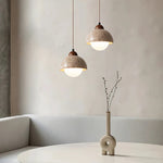 Yellow Travertine Dome Pendant Light