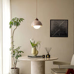 Yellow Travertine Dome Pendant Light