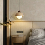 Yellow Travertine Dome Pendant Light