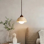 Yellow Travertine Dome Pendant Light