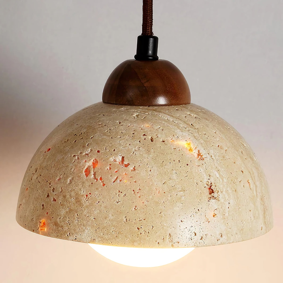 Yellow Travertine Dome Pendant Light
