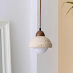 Yellow Travertine Dome Pendant Light