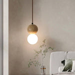 Yellow Travertine Stone Art Pendant Light