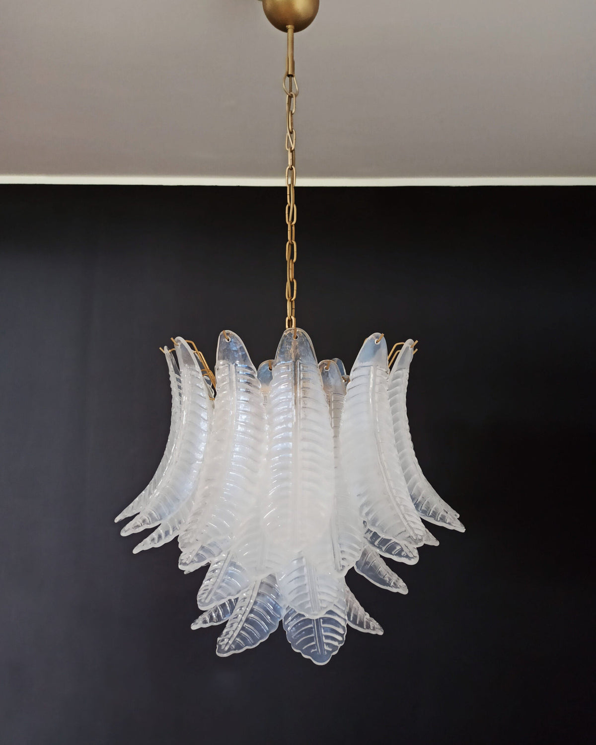Italian Murano leaf glass chandelier
