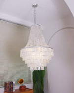 Coastal Beige 6-Light Tiered Capiz Chandelier