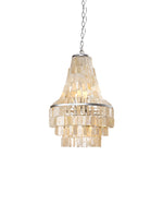 Coastal Beige 6-Light Tiered Capiz Chandelier