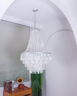 Coastal Beige 6-Light Tiered Capiz Chandelier