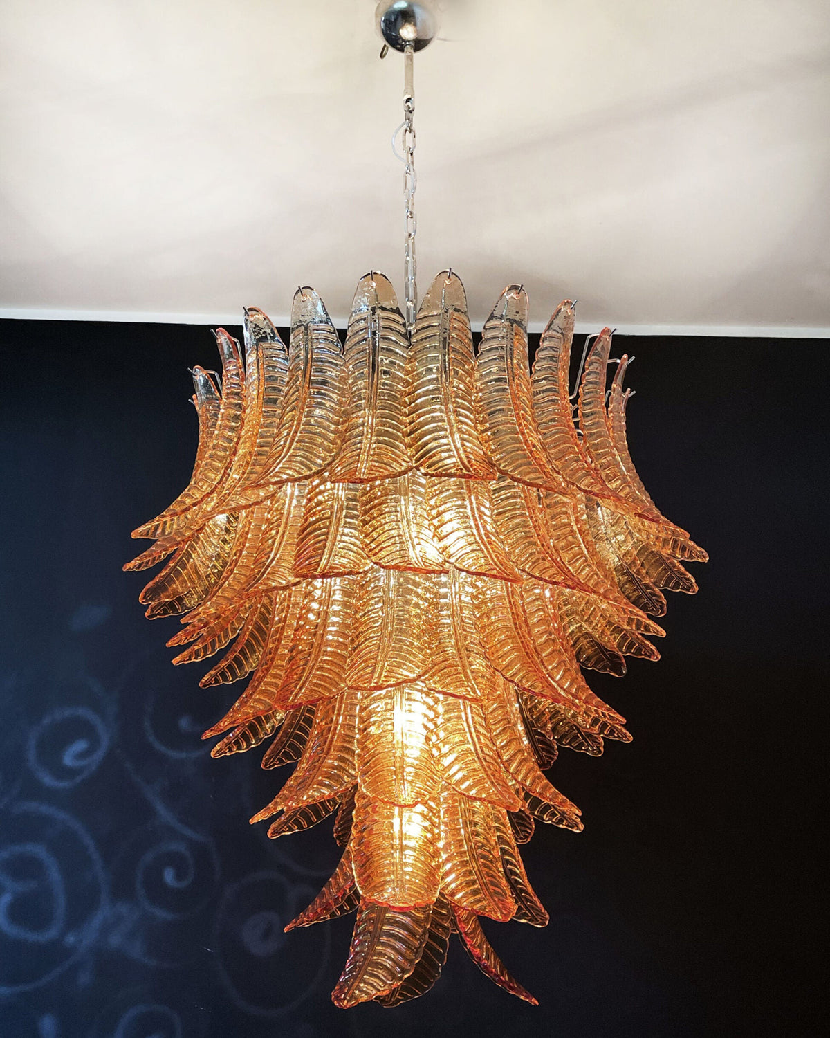 Italian Murano leaf glass chandelier