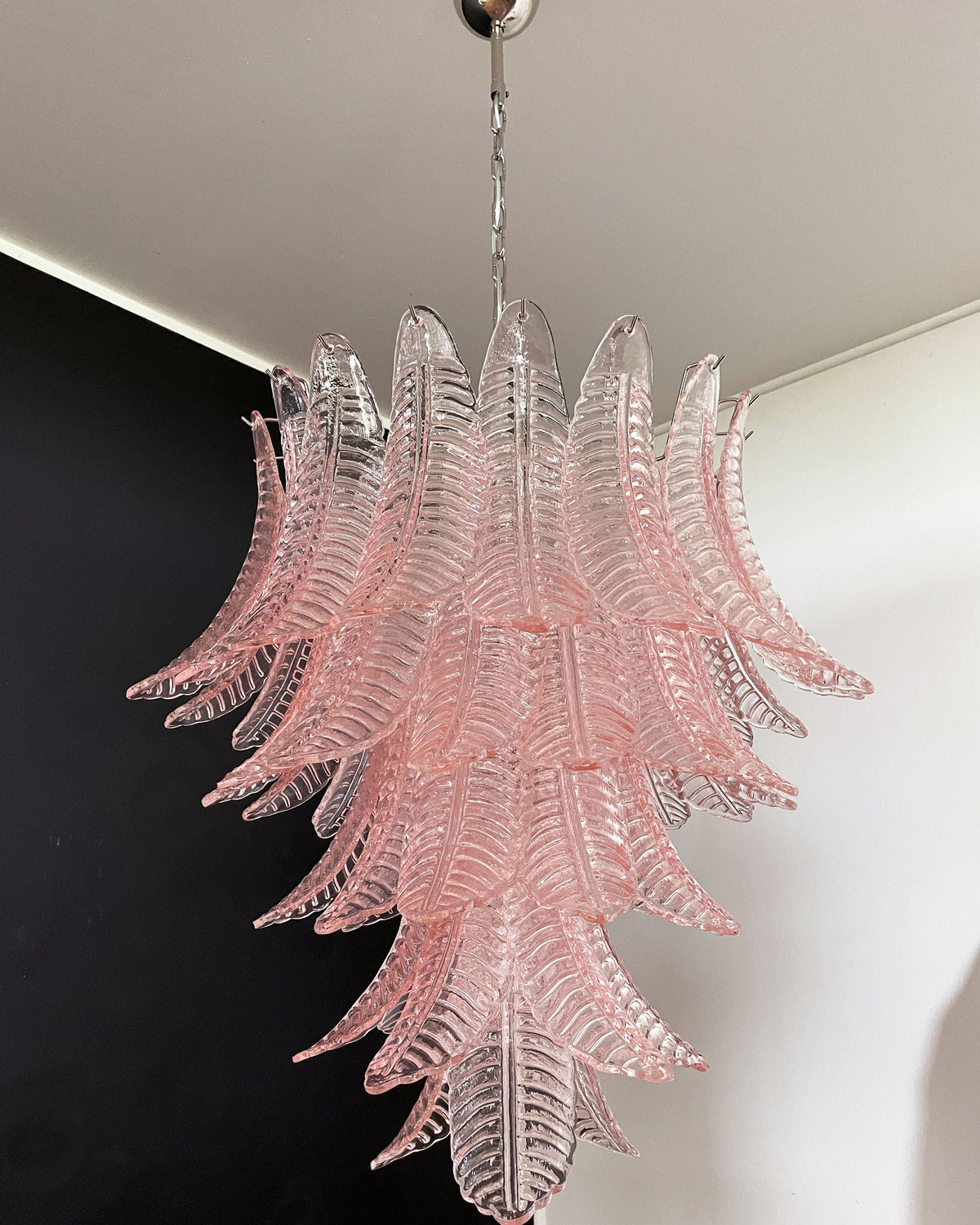 Italian Murano leaf glass chandelier