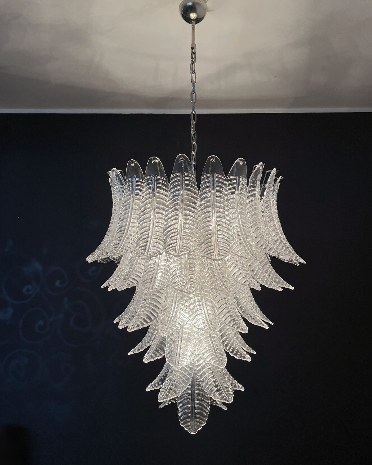 Italian Murano leaf glass chandelier