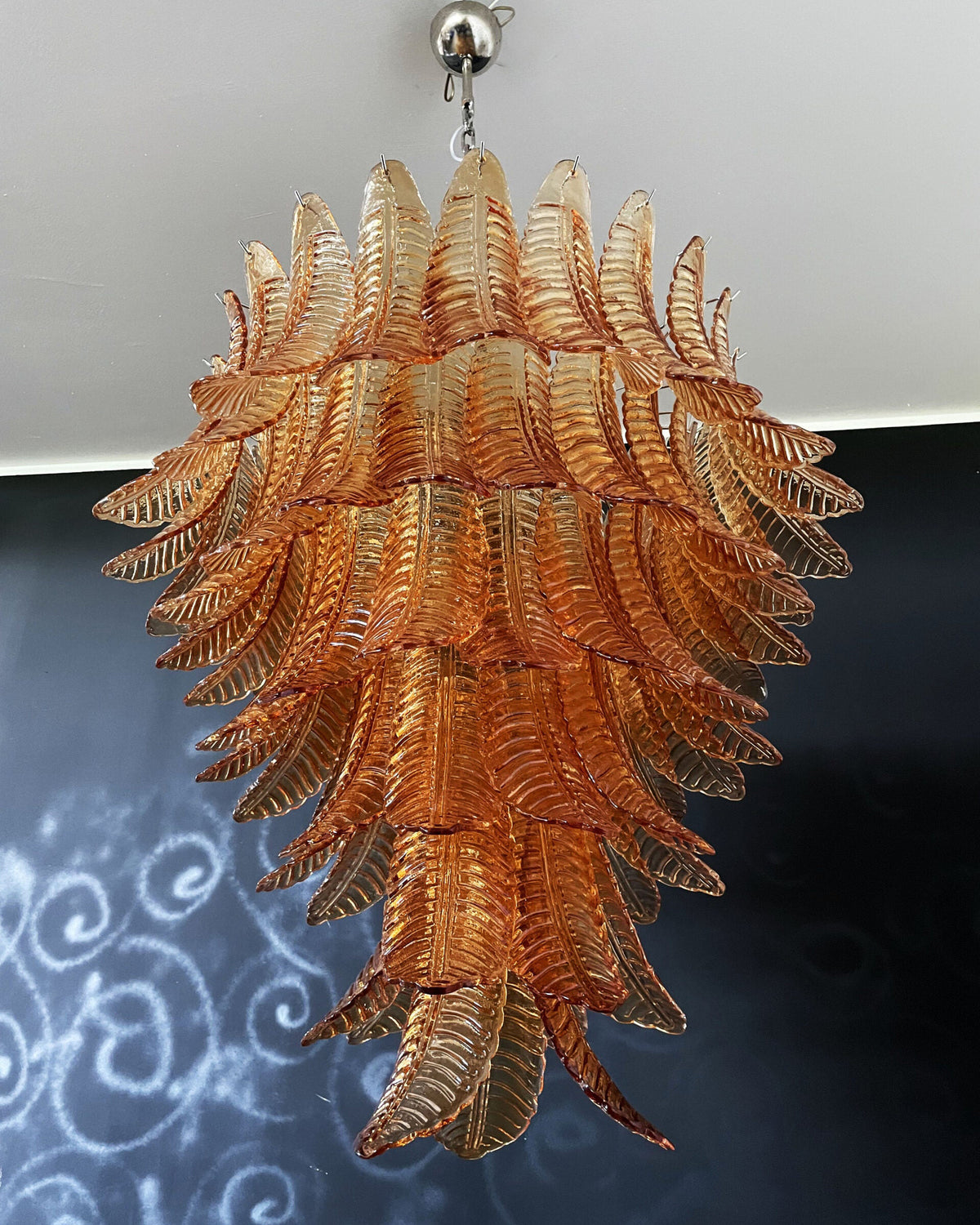 Italian Murano leaf glass chandelier