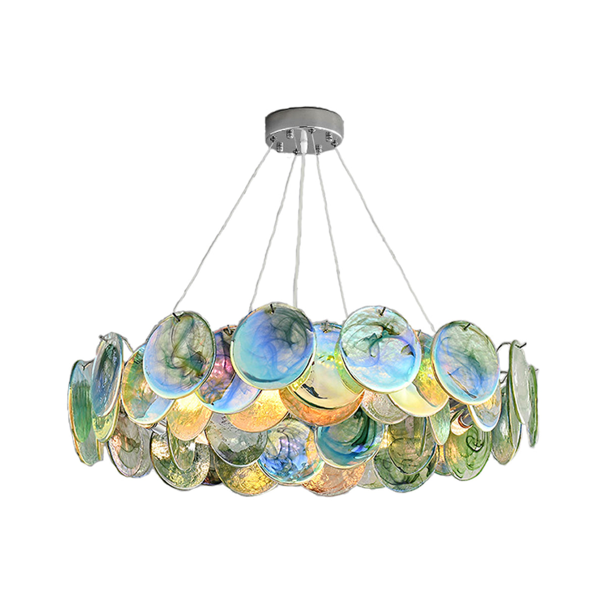 Vistosi Murano Disc Glass Chandelier