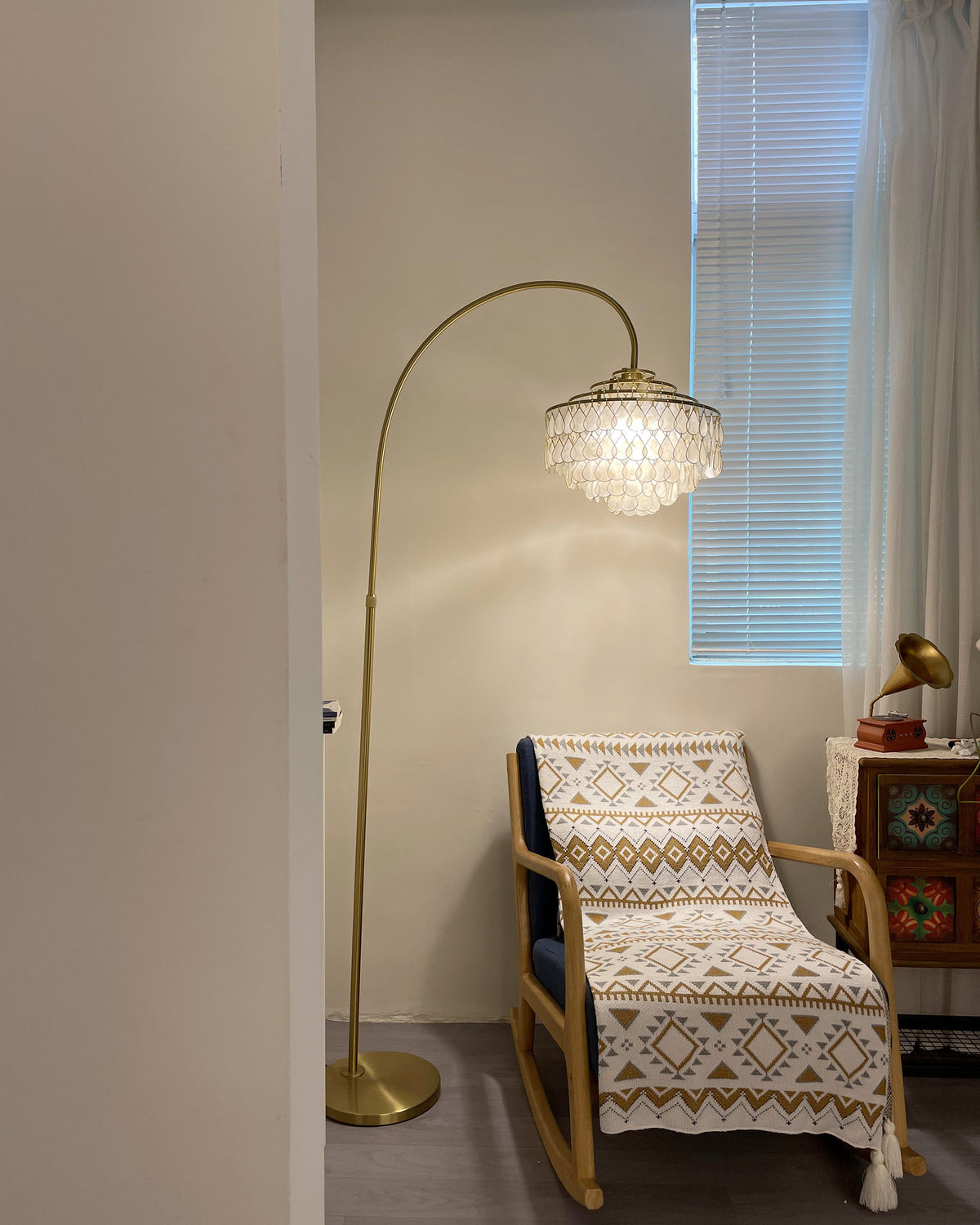 Golden Arc Scallop Shade Floor Lamp