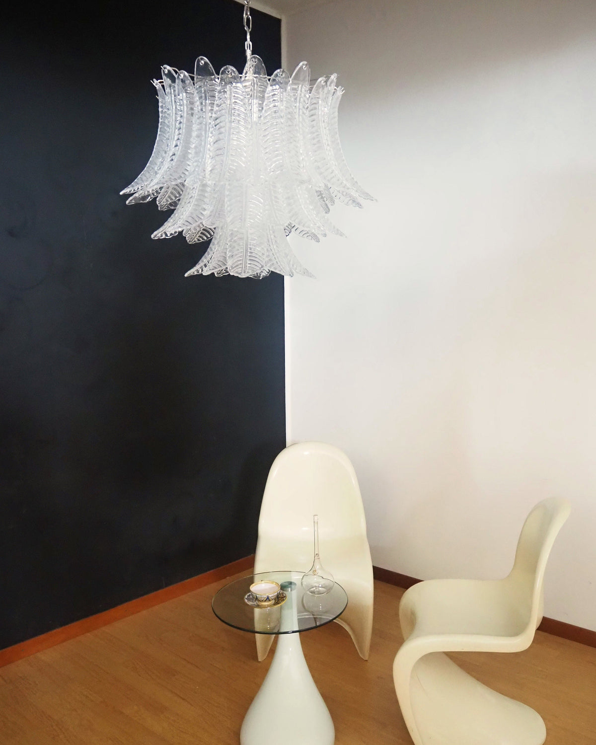 Italian Murano leaf glass chandelier