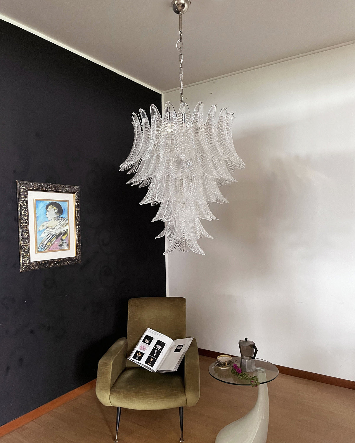 Italian Murano leaf glass chandelier