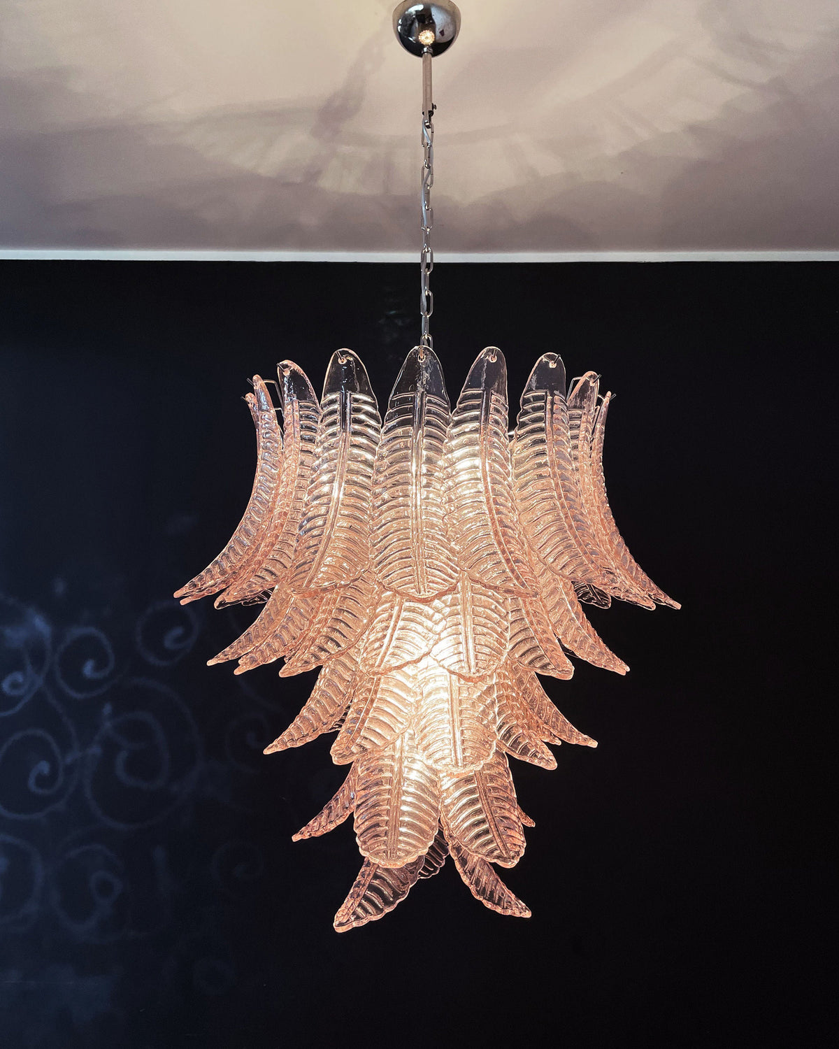 Italian Murano leaf glass chandelier