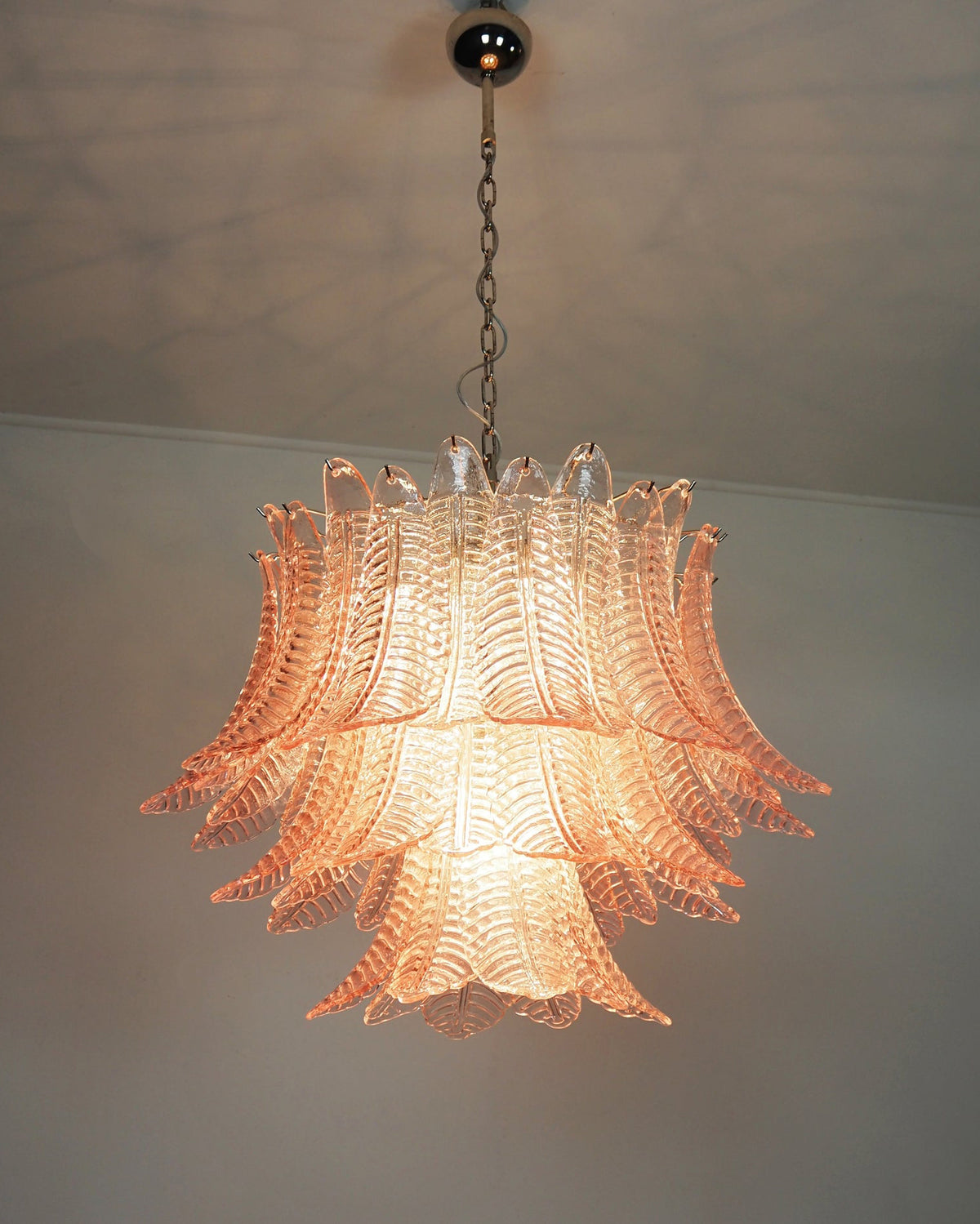 Italian Murano leaf glass chandelier