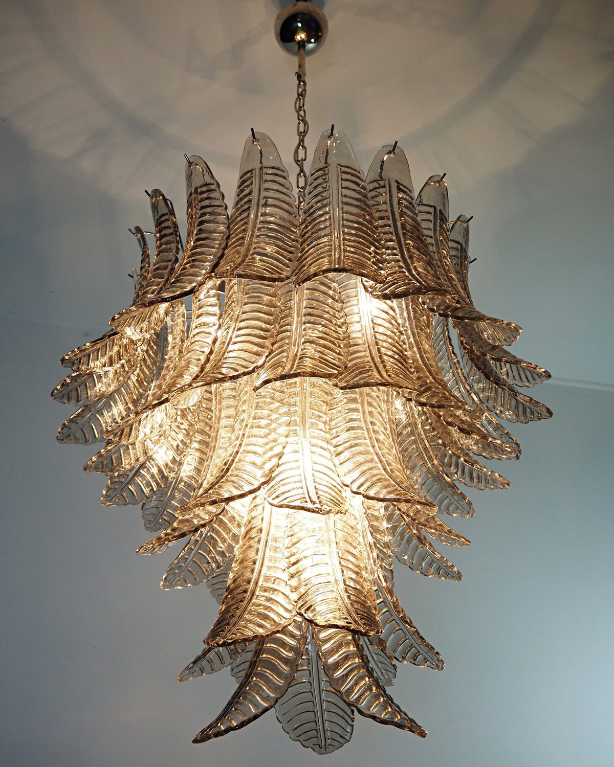 Italian Murano leaf glass chandelier