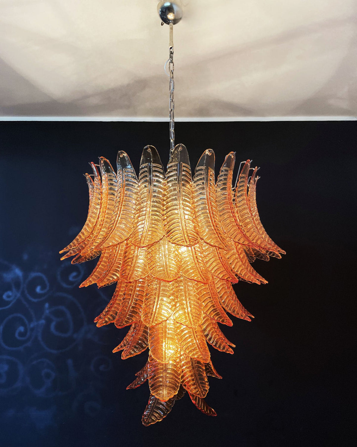 Italian Murano leaf glass chandelier