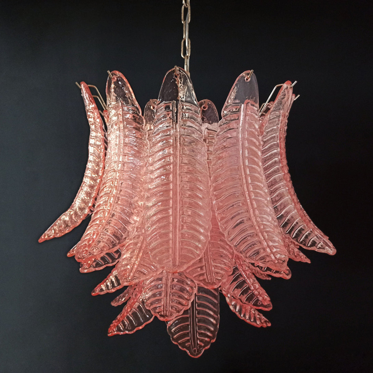 Italian Murano leaf glass chandelier