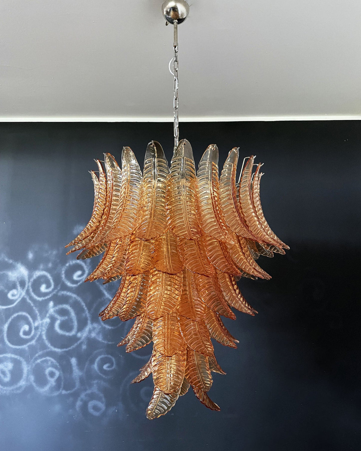 Italian Murano leaf glass chandelier