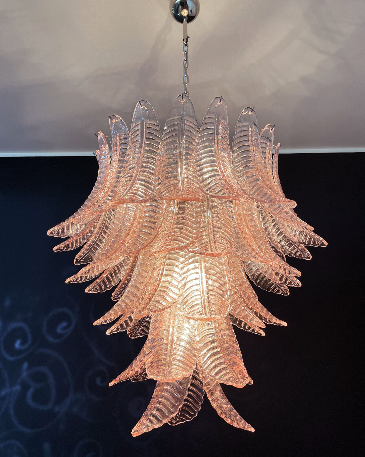 Italian Murano leaf glass chandelier