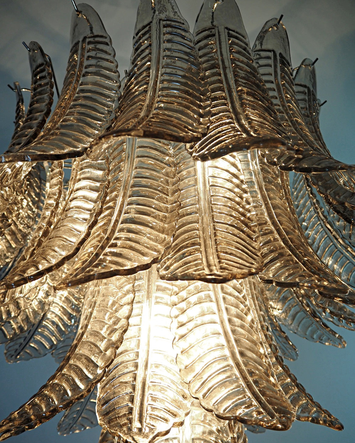 Italian Murano leaf glass chandelier