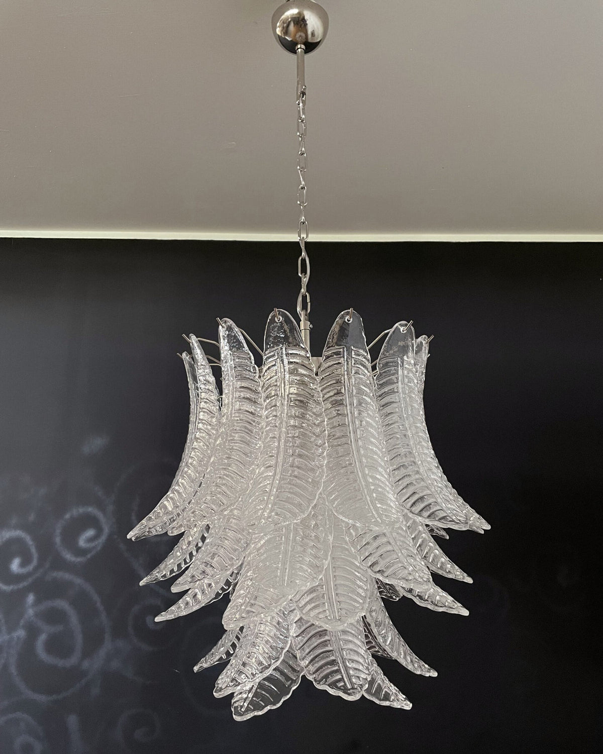 Italian Murano leaf glass chandelier