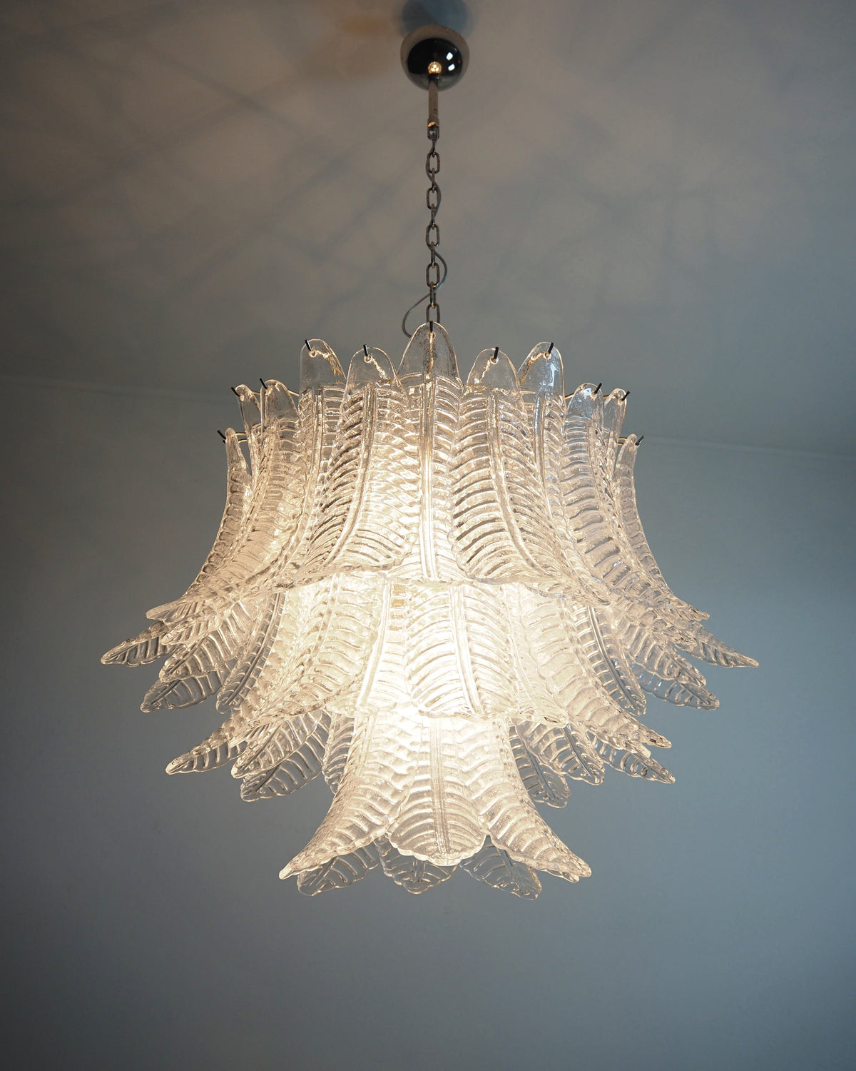 Italian Murano leaf glass chandelier