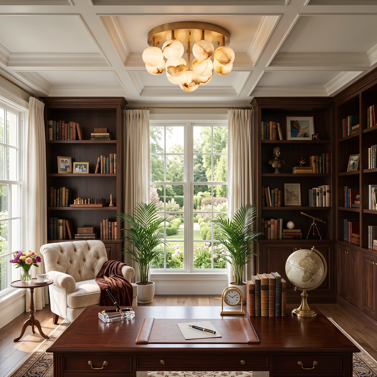 Alabaster Bubble Globe Ceiling Light - view 2 | Severn Lighting