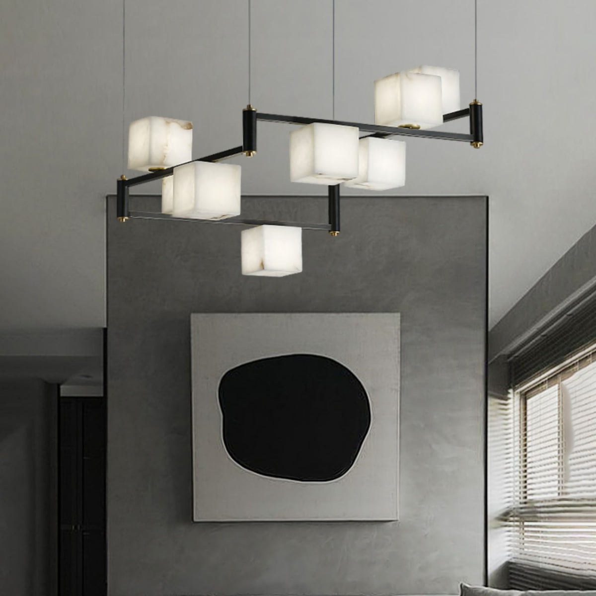 Alabaster Cubic Dining Pendant Chandelier