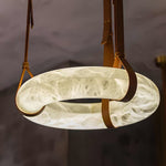 Alabaster Hoop Leather Chandelier