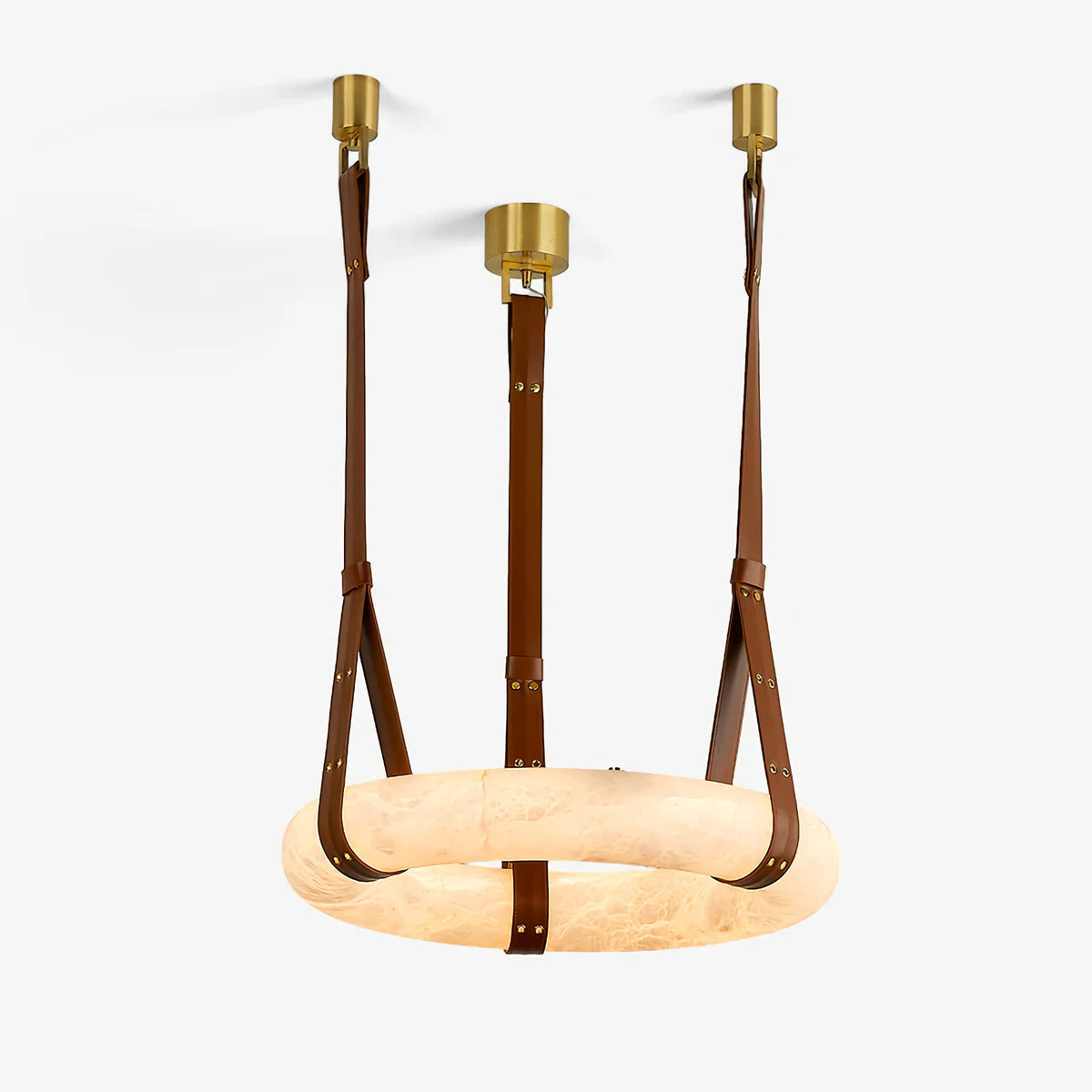 Alabaster Hoop Leather Chandelier