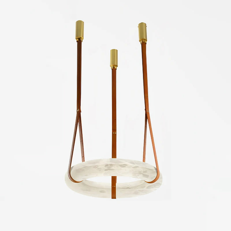 Alabaster Hoop Leather Chandelier